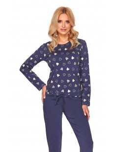 Хлопковый пижамный комплект: синие брюки и лонгслив с принтом Микки Маус