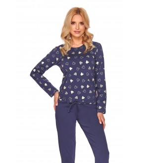 Хлопковый пижамный комплект: синие брюки и лонгслив с принтом Микки Маус