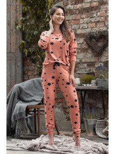 Персиковая пижама с брюками и принтом звезды