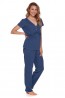 Брючная женская пижама из хлопка синего цвета Doctor Nap pm-4382 - фото 3
