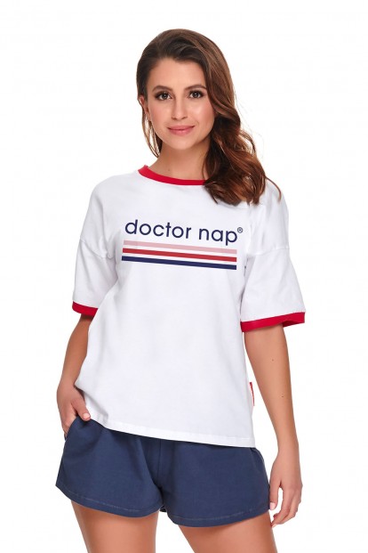 Женская пижама с синими шортами и белой футболкой Doctor Nap PM.9942 - фото 1