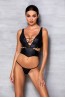 Кожаный эротический комплект стринги и бюстгальтер на шнуровке Passion lingerie Francesca bikini - фото 1