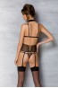 Эротический комплект из прозрачного черногоо микротюля в горошек и трусов стринг Passion lingerie Dominica corset  - фото 2