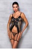 Полупрозрачный корсет с подвязками для чулок и трусы стринги в комплекте Passion lingerie Beth corset - фото 1