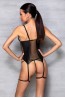 Полупрозрачный корсет с подвязками для чулок и трусы стринги в комплекте Passion lingerie Beth corset - фото 2