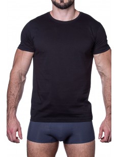 Черная мужская футболка из хлопка с круглым вырезом