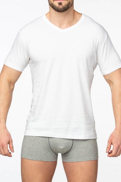 Белая мужская футболка с треугольным вырезом Sergio Dallini t751-1 - фото 1