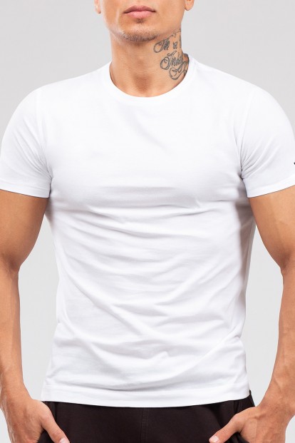Классическая мужская хлопковая футболка с коротким рукавом Opium r-05 белая - фото 1