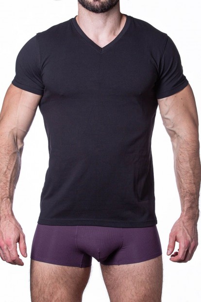 Черная мужская футболка с треугольным вырезом Sergio Dallini t751-2 - фото 1