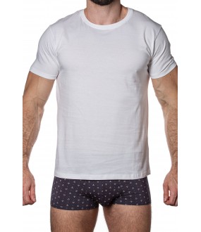 Белая мужская футболка из хлопка с круглым вырезом