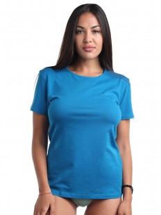 Классическая женская футболка из хлопка голубого цвета