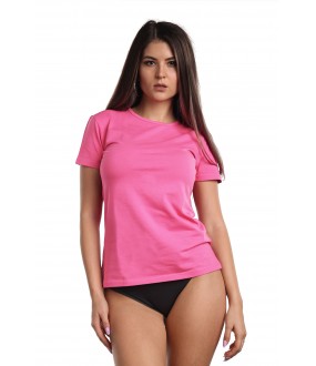 Классическая женская футболка из хлопка розового цвета