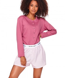 Женская пижамная рубашка из хлопкового полотна розового цвета