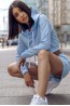 Голубое женское укороченное худи с капюшоном Dreskod DK04 10 - фото 4
