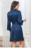 Женский халат из шелка с кружевными вставками синего цвета Mia-amore Frida  - фото 2