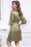 Женский запашной халат с кружевной окантовкой Mia-mella Julia 8733 оливковый - фото 2