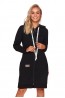 Черный женский халат на молнии с капюшоном Doctor Nap smz-4136 black - фото 1