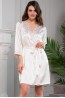 Белый атласный женский халат с кружевным декором Mia-Amore MARISIA 8583 - фото 1