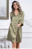 Женский свободный халат на пуговицах с рукавом 3/4 Mia-mella Julia 8737 оливковый - фото 1