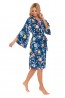 Женский синий с абстрактным рисунком запашной халат с длинным рукавом Doctor nap sww.5112 - фото 5