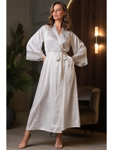 Женский длинный халат кимоно из искусственного шелка с длинным рукавом