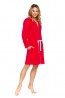Женский красный хлопковый халат на молнии с капюшоном  Doctor nap swo.1008 viva  - фото 4