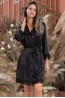 Женский халат из шелка с кружевными вставками черного цвета Mia-amore Frida  - фото 1