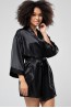 Короткий женский халат на запахе с поясом Opium 701 черный - фото 8