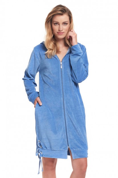 Женский голубой халат на молнии Doctor Nap SSW.9266 - фото 1