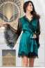 Женский шелковый халат с длинным широким рукавом Mia-amore Windsor 3883 изумруд - фото 3
