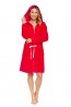 Женский красный хлопковый халат на молнии с капюшоном  Doctor nap swo.1008 viva  - фото 3