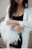 Женские шелковый запашной халат с боа на рукавах 5 senses 7208 бело-молочный - фото 4