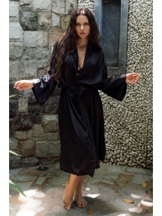 Черный халат-кимоно из армани шелка