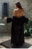 Женский шелковый черный халат на запахе с длинными рукавами 5 senses 7147  - фото 3