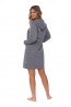 Женский серый хлопковый халат на молнии с капюшоном  Doctor nap smz.4508  - фото 4