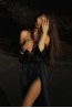 Женский шелковый черный халат на запахе с длинными рукавами 5 senses 7147  - фото 6