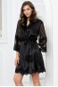 Женский запашной халат из шелка с кружевными прозрачными рукавами Mia-amore Aurelia 3893 черный - фото 3