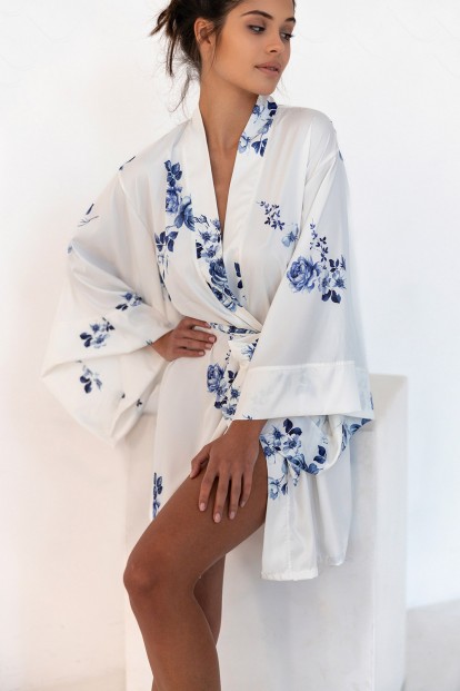 Женский атласный запашной халат кимоно с длинными рукавами Sensis gladys - фото 1