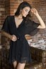 Черный женский халат из шифона с кружевом Mia-Mia VENERA 17303 - фото 3