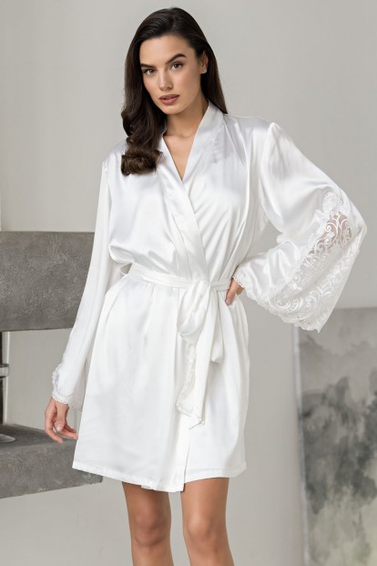 Женский шелковый запашной халат с кружевными вставками Mia-amore Marjory 3963 - фото 1