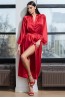 Женский длинный красный запашной халат с кружевной отделкой Mia-amore Mary 7439r - фото 3