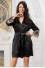 Женский черный шелковый халат кимоно с кружевной отделкой Mia-amore Regina 3903 - фото 4