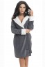 Теплый женский халат махровый серый с капюшоном Doctor Nap SDB.7059 - фото 1