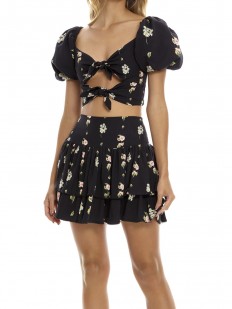 Черная с цветочным принтом пляжная юбка