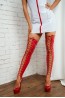 Красные эротические чулки на шнуровке  Devil & angel 7094  - фото 1