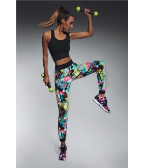 Спортивные женские легинсы для фитнеса с цветным принтом