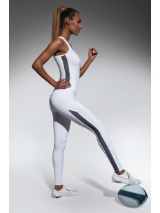 Женские спортивные белые леггинсы для фитнеса с полосками