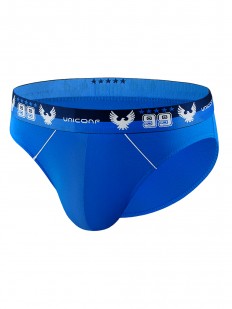 Голубые мужские трусы слип с брендированной резинкой в спортивном стиле