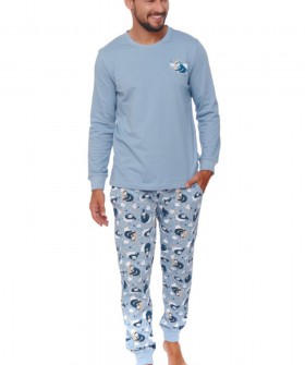 Мужской голубой пижамный комплект для дома
