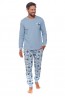 Мужская хлопковая голубая пижама с брюками на манжетах и лонгсливом Doctor nap pmb.4511 flow - фото 1